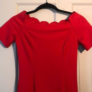 Red Scalloped Dress